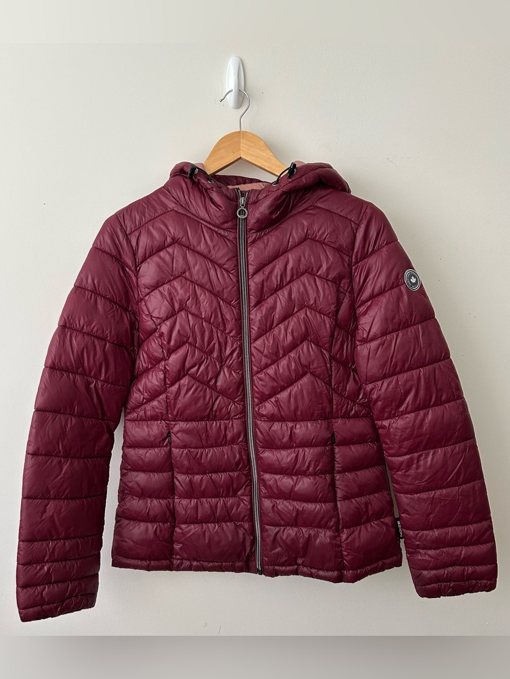 Noize Women’s Puffer Jacket Burgundy Hoodie Lightweight